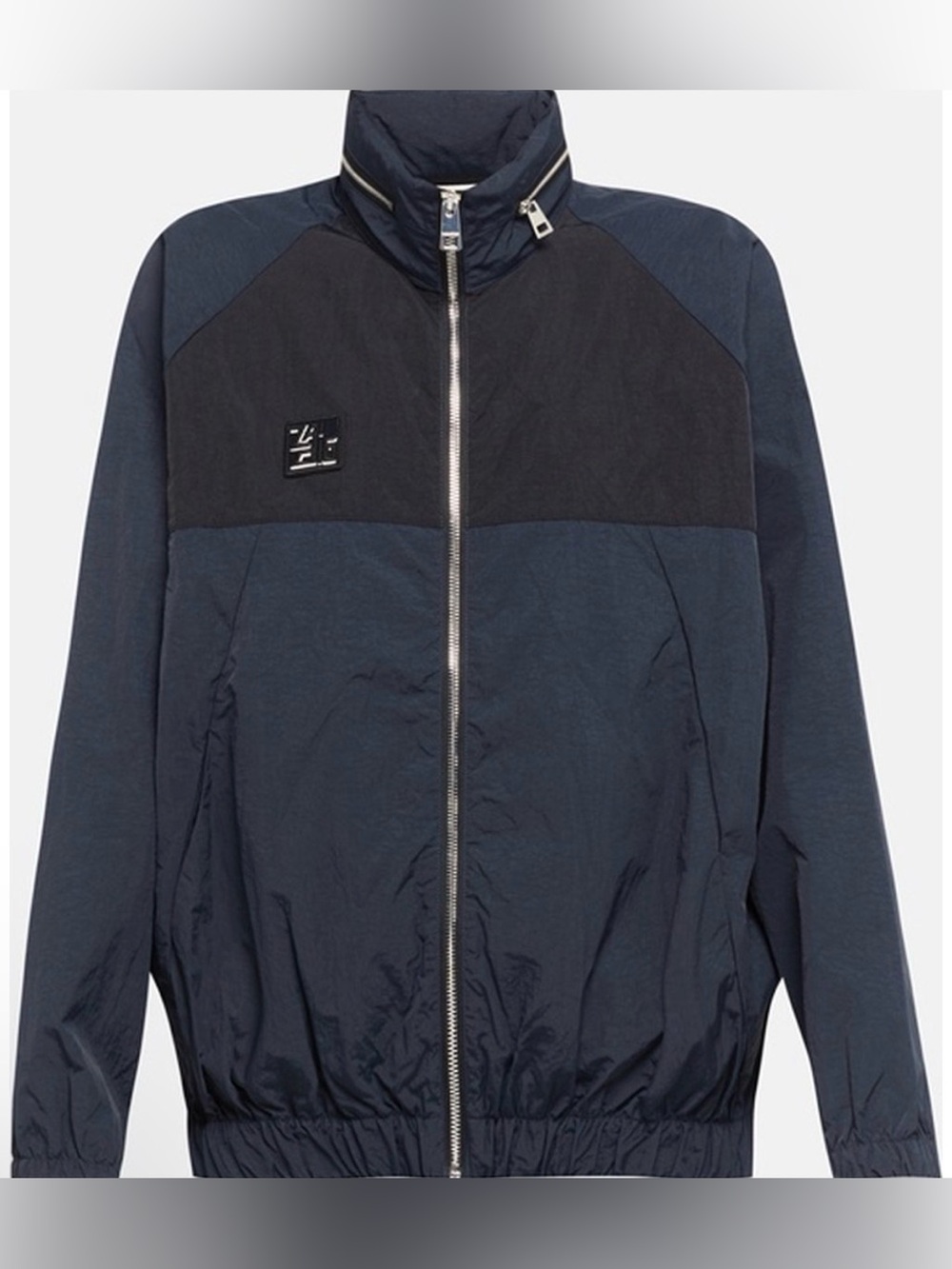 EUC: Zadig & Voltaire Windbreaker Jacket, Hood in Collar, Navy Colorblock, sz Sm